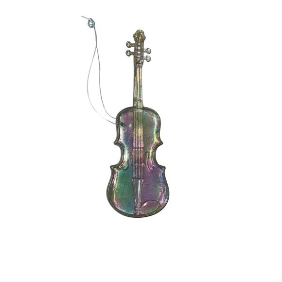 Vintage Hong Kong Iridescent Musical Ornaments Violin & French Horn 70s 80s Lot - Picture 4 of 7